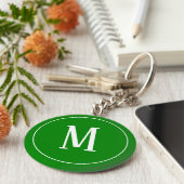 Monogram White op groene Sleutelhanger (Zijkant)