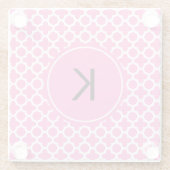Monogram White op Hot Pink Quatrefoil Patroon Glazen Onderzetter (Achterkant)