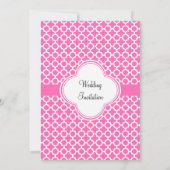 Monogram White op Hot Pink Quatrefoil Patroon Kaart (Achterkant)