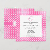 Monogram White op Hot Pink Quatrefoil Patroon Kaart (Voorkant / Achterkant)