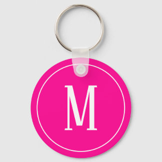 Monogram White op Hot Pink Sleutelhanger
