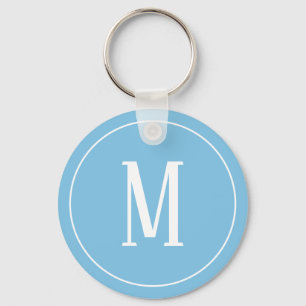Monogram White op Light Blue Sleutelhanger