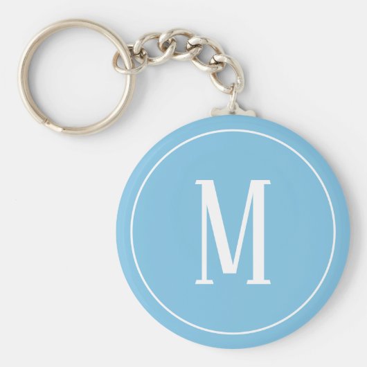 Monogram White op Light Blue Sleutelhanger (Voorkant)