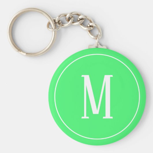 Monogram White op Light Green Sleutelhanger (Voorkant)