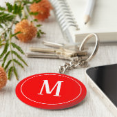 Monogram White op rode Sleutelhanger (Zijkant)