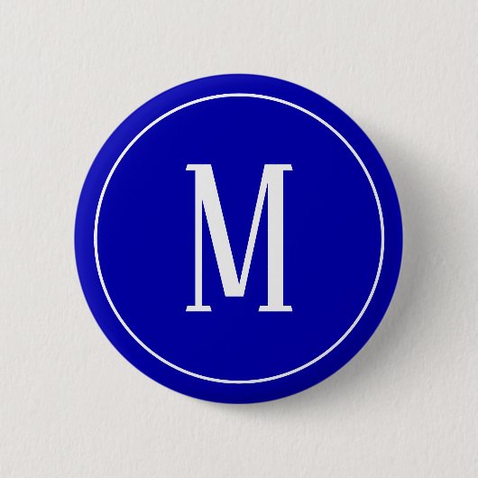 Monogram White op Royal Blue Round Button (Voorkant)