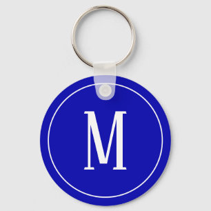Monogram White op Royal Blue Sleutelhanger