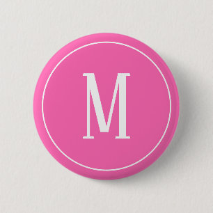 Monogram White op roze ronde Button
