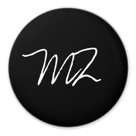 Monogram White op zwart Keramische Knop (Voorkant)