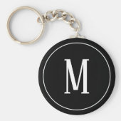 Monogram White op zwarte Sleutelhanger (Voorkant)