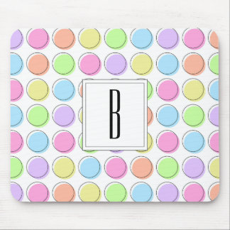 Monogram White Pastel Rainbow Polka Dot Pattern Muismat