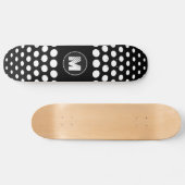 Monogram White Polka Dots Pattern Skateboard (Horizontaal)
