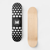 Monogram White Polka Dots Pattern Skateboard (Voorkant)