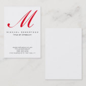 Monogram White Red Unique Chubby Visitekaartje (Voorkant / Achterkant)