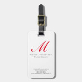 Monogram White Red Unique Chubby Visitekaartje Bagagelabel (Voorkant verticaal)