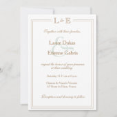 Monogram White Sage Gold Ampersand Modern Wedding Kaart (Voorkant)