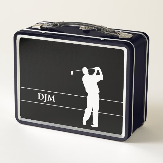 Monogram White Silhouette Golfer op zwart (Achterkant)