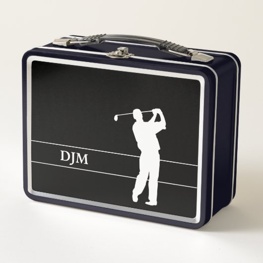 Monogram White Silhouette Golfer op zwart (Voorkant)