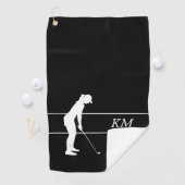 Monogram White Silhouette Woman Golfer Golf Towel Golfhanddoek (Insitu)