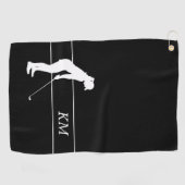 Monogram White Silhouette Woman Golfer Golf Towel Golfhanddoek (Horizontaal)