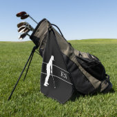 Monogram White Silhouette Woman Golfer Golf Towel Golfhanddoek (Groen)