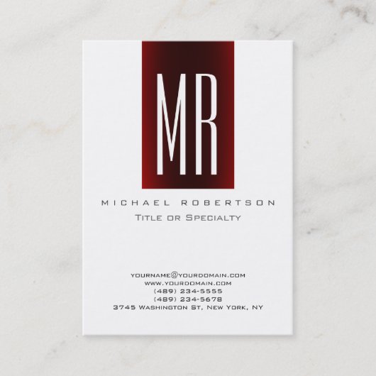 Monogram White Stripe Large Visitekaartje (Voorkant)