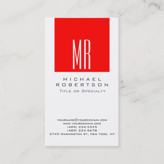 Monogram White Stripe Professional Visitekaartje (Voorkant)