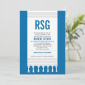 Monogram White Stripe Tallit Bar Mitswa Kaart (Staand voorkant)