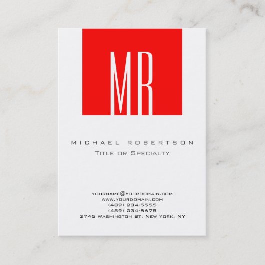 Monogram White Stripe Unieke Visitekaartje (Voorkant)