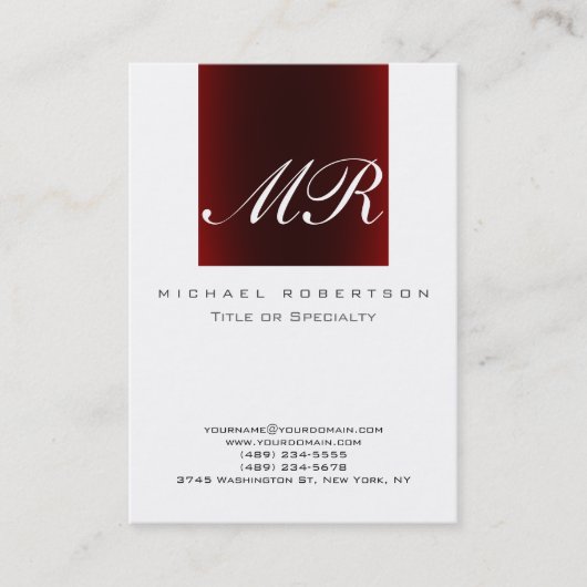Monogram White Visitekaartje Rode Stripe Chubby (Voorkant)