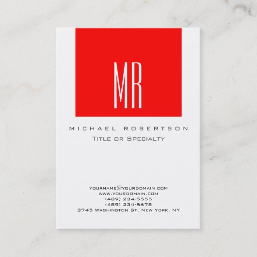 Monogram White Visitekaartje Rode Stripe Chubby (Voorkant)