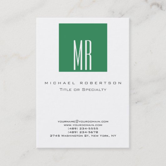 Monogram White Zee Green Chubby Visitekaartje (Voorkant)