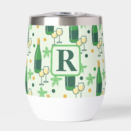 Monogram Wijn Chardonnay Flessen Glazen Bloemen (Voorkant)