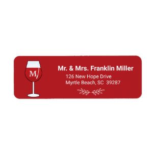 Monogram Wijn Glass Return Address Etiket