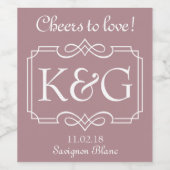 Monogram wijn label ontwerp voor bruiloften wijn etiket (Enkel label)