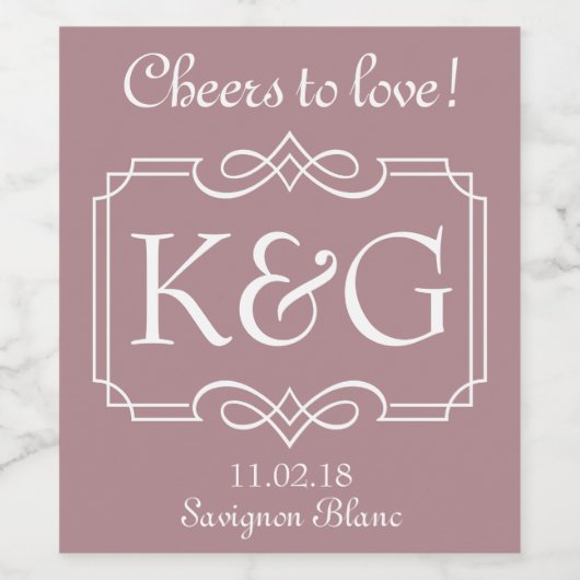 Monogram wijn label ontwerp voor bruiloften wijn etiket (Enkel label)