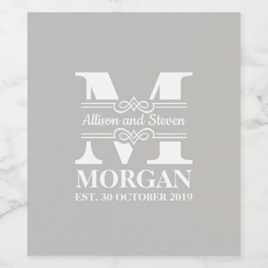 Monogram wijn label ontwerp wijn etiket (Enkel label)