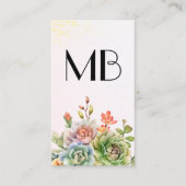 Monogram wijn | Succulente bloemen Visitekaartje (Voorkant)