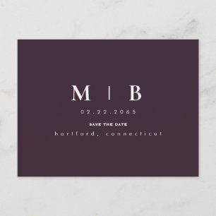 Monogram Wijn Wedding sparen de Datum Aankondiging Briefkaart