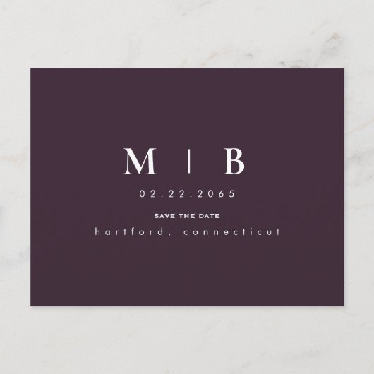 Monogram Wijn Wedding sparen de Datum Aankondiging Briefkaart (Voorkant)