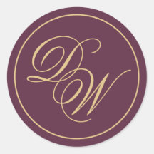 Monogram Wijnkleur 2 Initialen Gouden Calligrafie