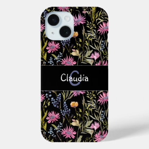 Monogram Wildbloemen Bloemen Elegant Chic iPhone 15 Case