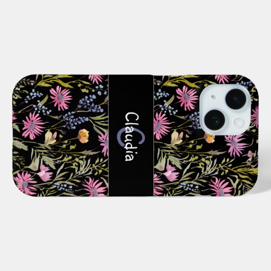 Monogram  Wildbloemen Bloemen Elegant Chic Case-Mate iPhone Case (Achterkant (horizontaal))