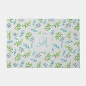Monogram Wildbloemen Blue Green Wedding Decor Deurmat (Voorkant)