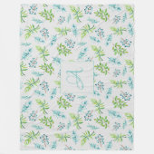 Monogram Wildbloemen Blue Green Wedding Decor Fleece Deken (Voorkant)
