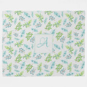 Monogram Wildbloemen Blue Green Wedding Decor Fleece Deken (Voorkant (Horizontaal))