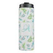 Monogram Wildbloemen Blue Green Wedding Decor Thermosbeker (Voorkant)