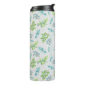 Monogram Wildbloemen Blue Green Wedding Decor Thermosbeker (Gedraaid links)