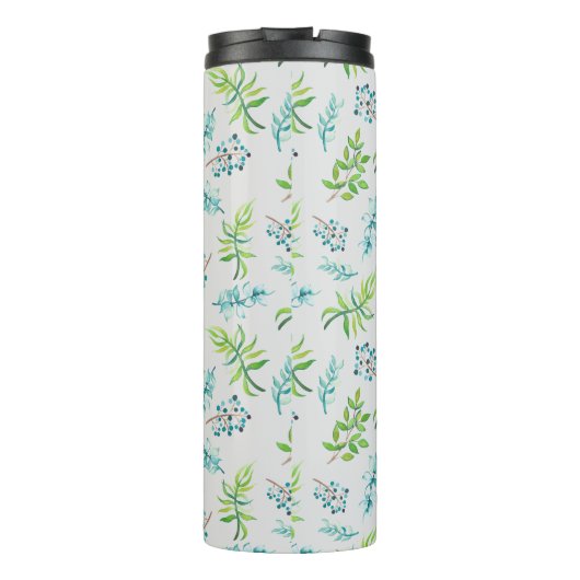 Monogram Wildbloemen Blue Green Wedding Decor Thermosbeker (Achterkant)