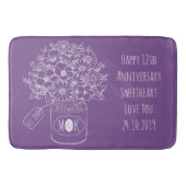 Monogram Wildbloemen Bouquet Hand-Drawn Mason Jar Badmat (Voorkant)